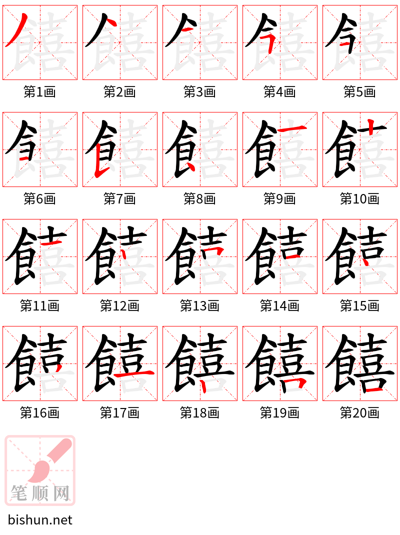 饎 笔顺规范