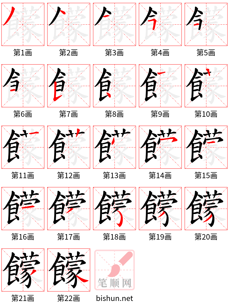 饛 笔顺规范