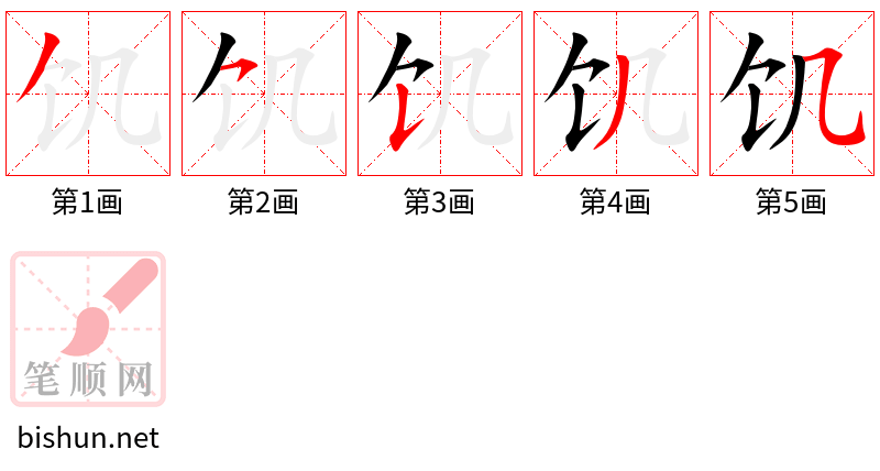 饥 笔顺规范