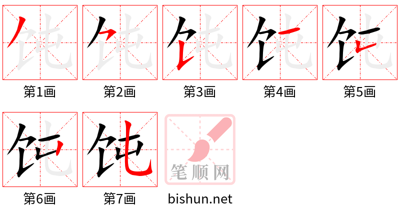 饨 笔顺规范