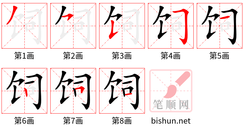 饲 笔顺规范