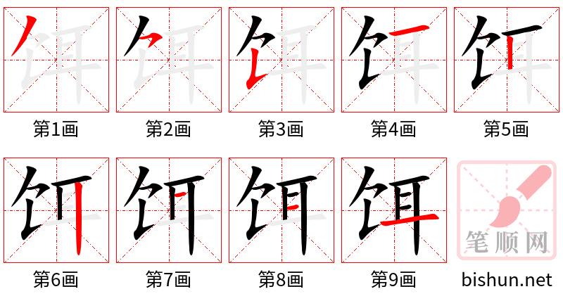 饵 笔顺规范