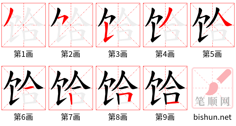 饸 笔顺规范