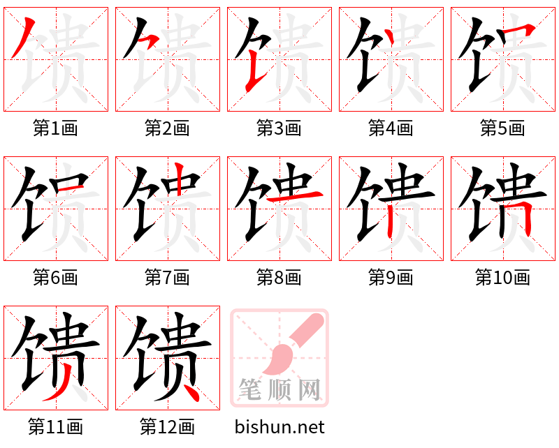 馈 笔顺规范