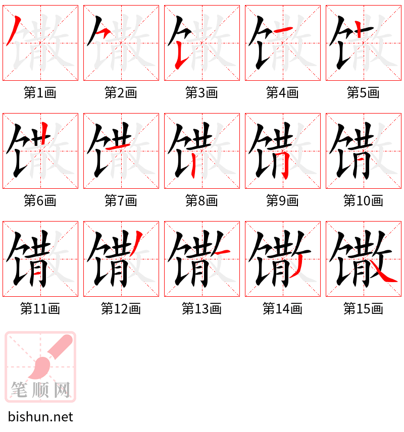 馓 笔顺规范