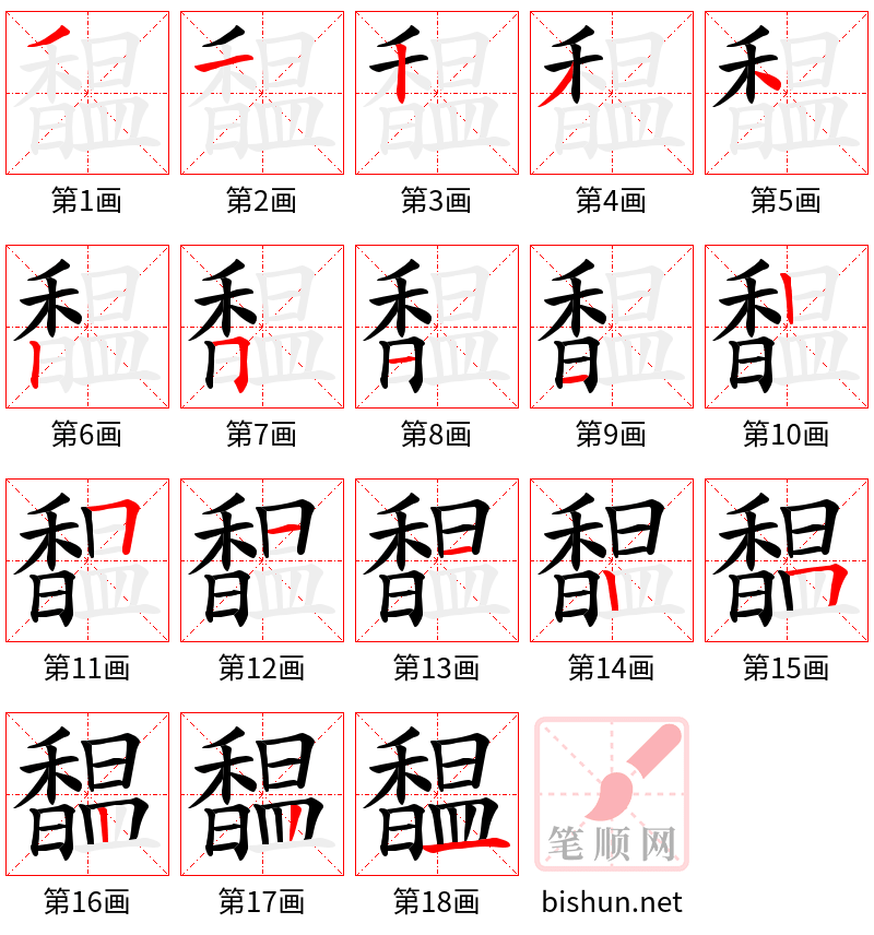 馧 笔顺规范