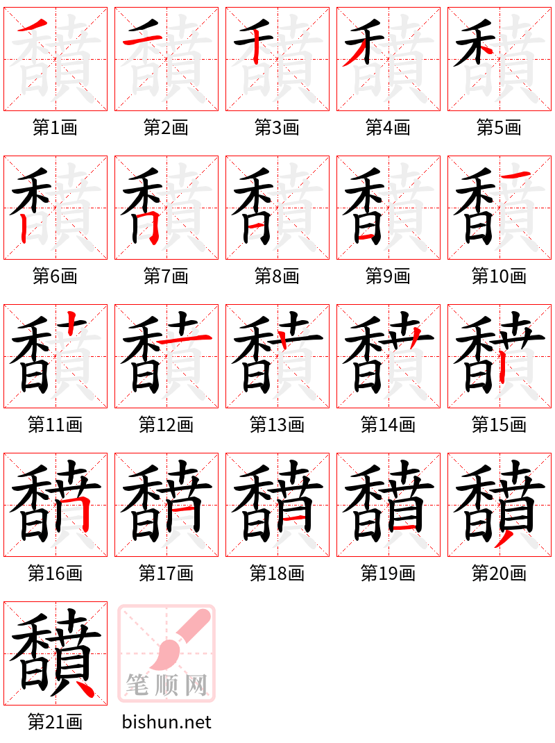 馩 笔顺规范