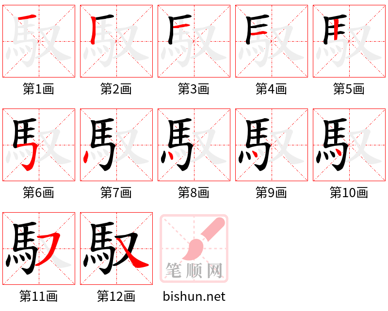 馭 笔顺规范