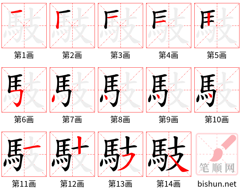 馶 笔顺规范