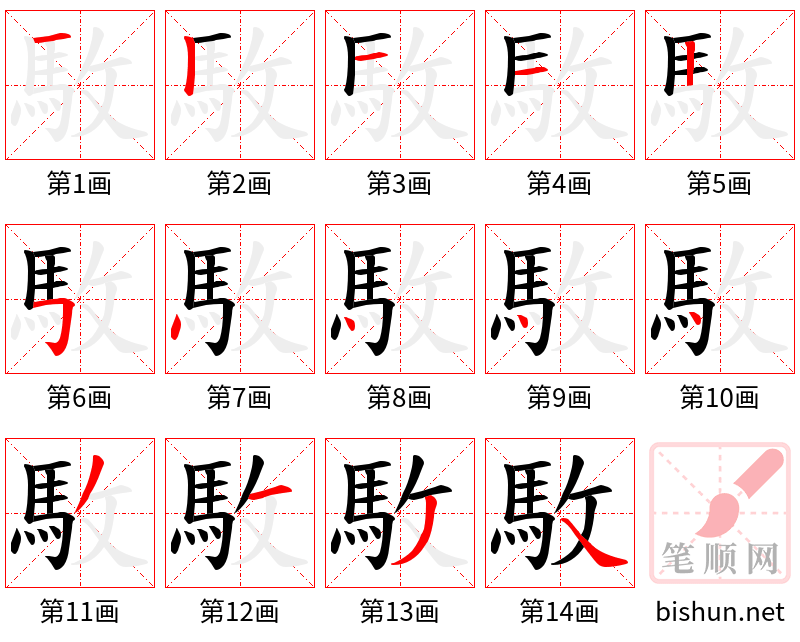 駇 笔顺规范