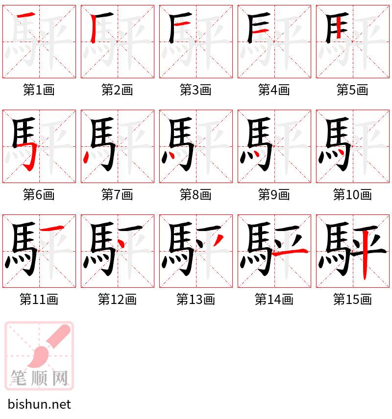 駍 笔顺规范