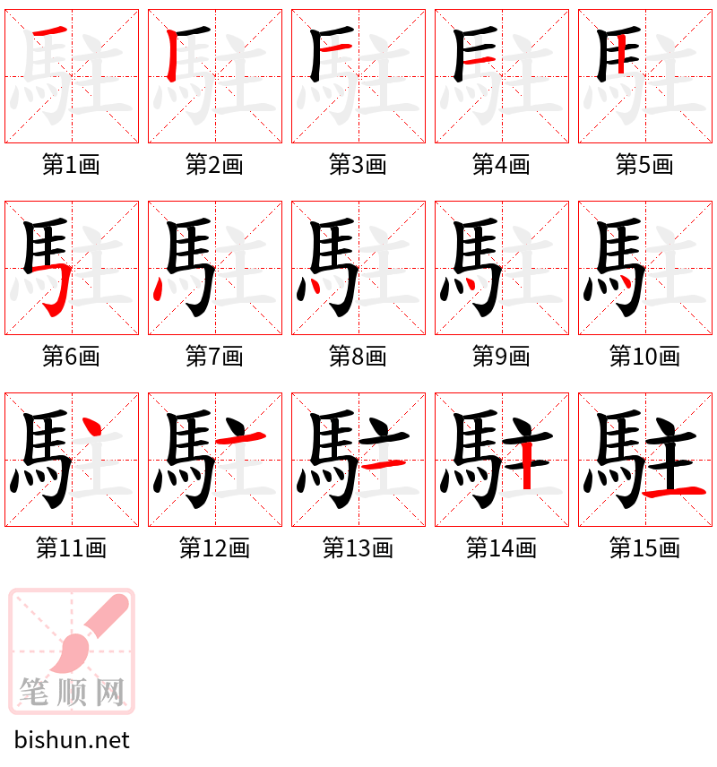 駐 笔顺规范