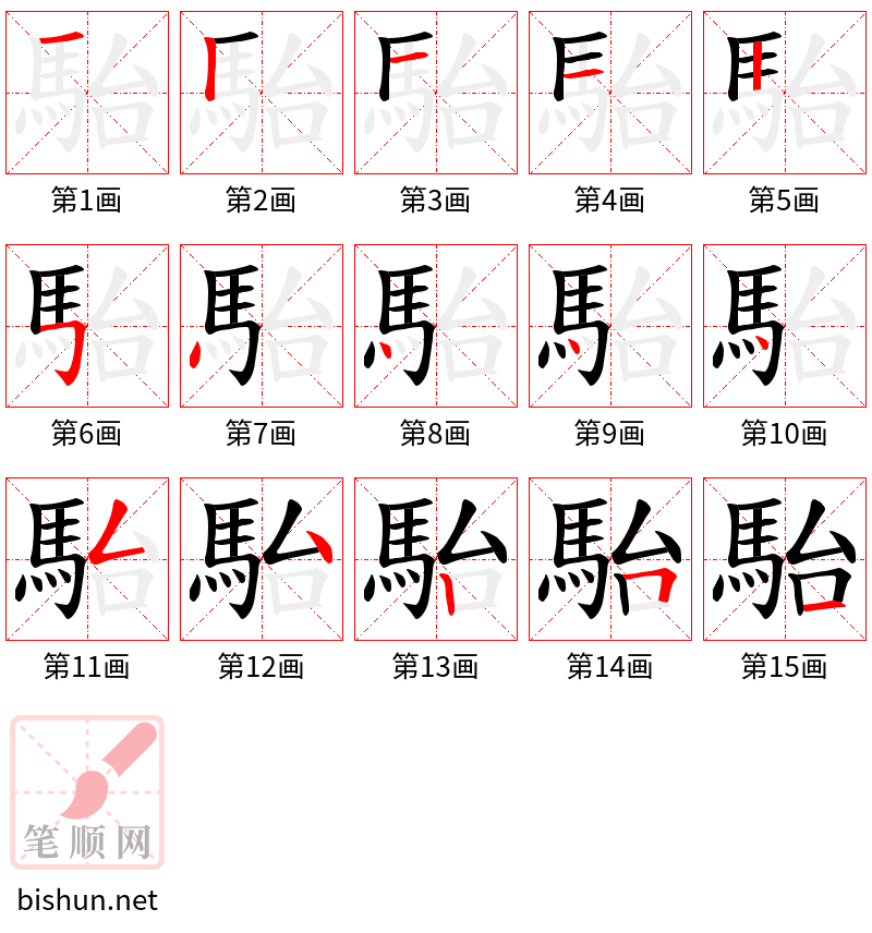 駘 笔顺规范