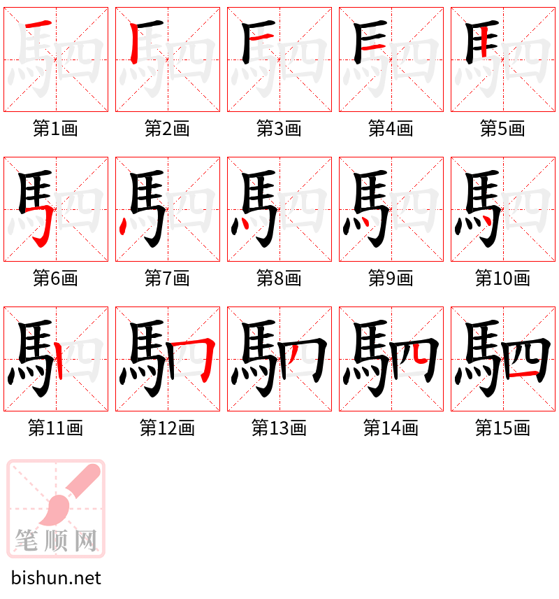 駟 笔顺规范