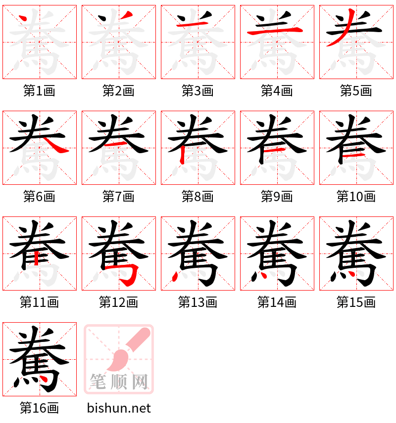 駦 笔顺规范