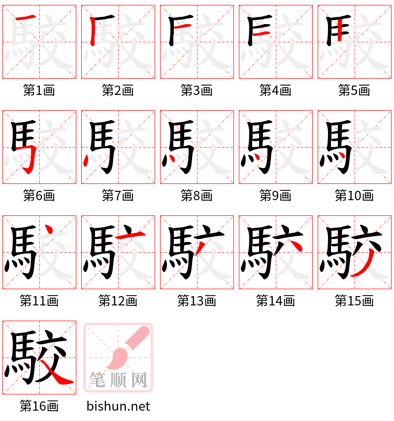 駮 笔顺规范