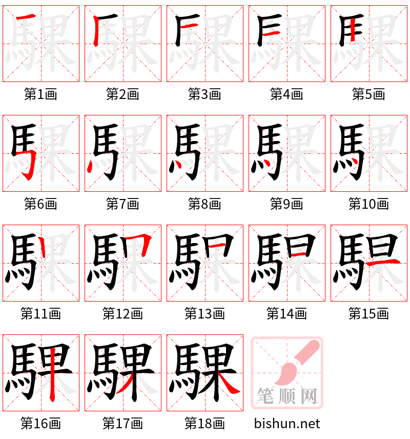 騍 笔顺规范