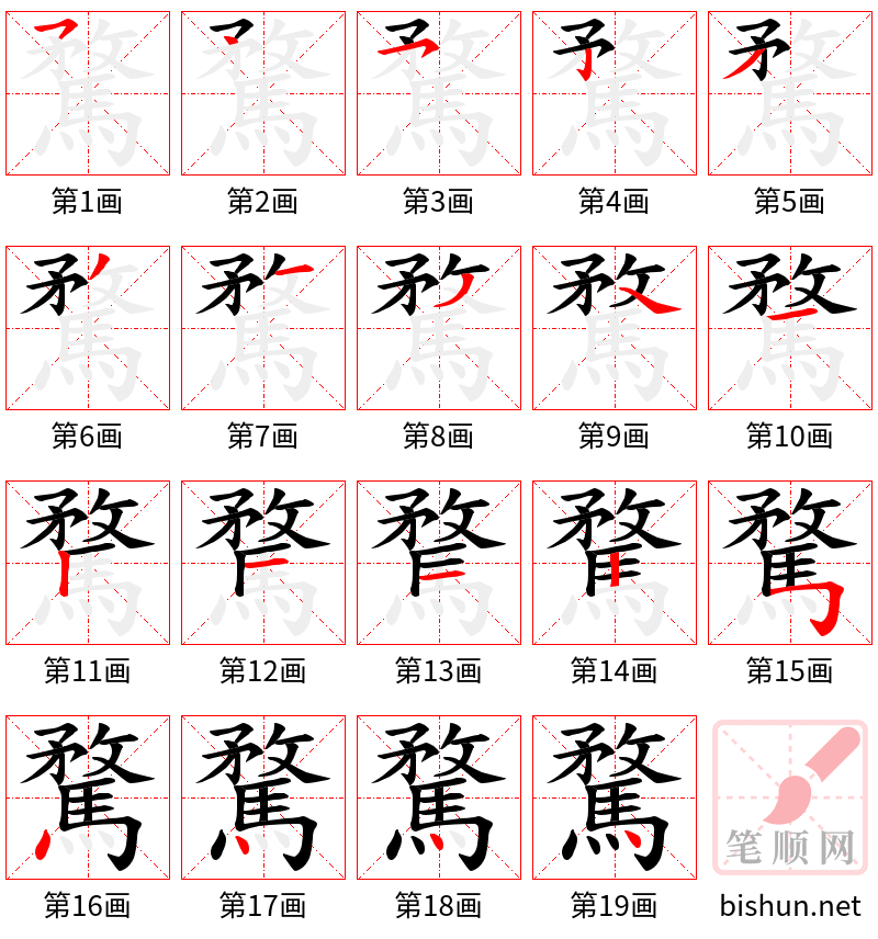 騖 笔顺规范