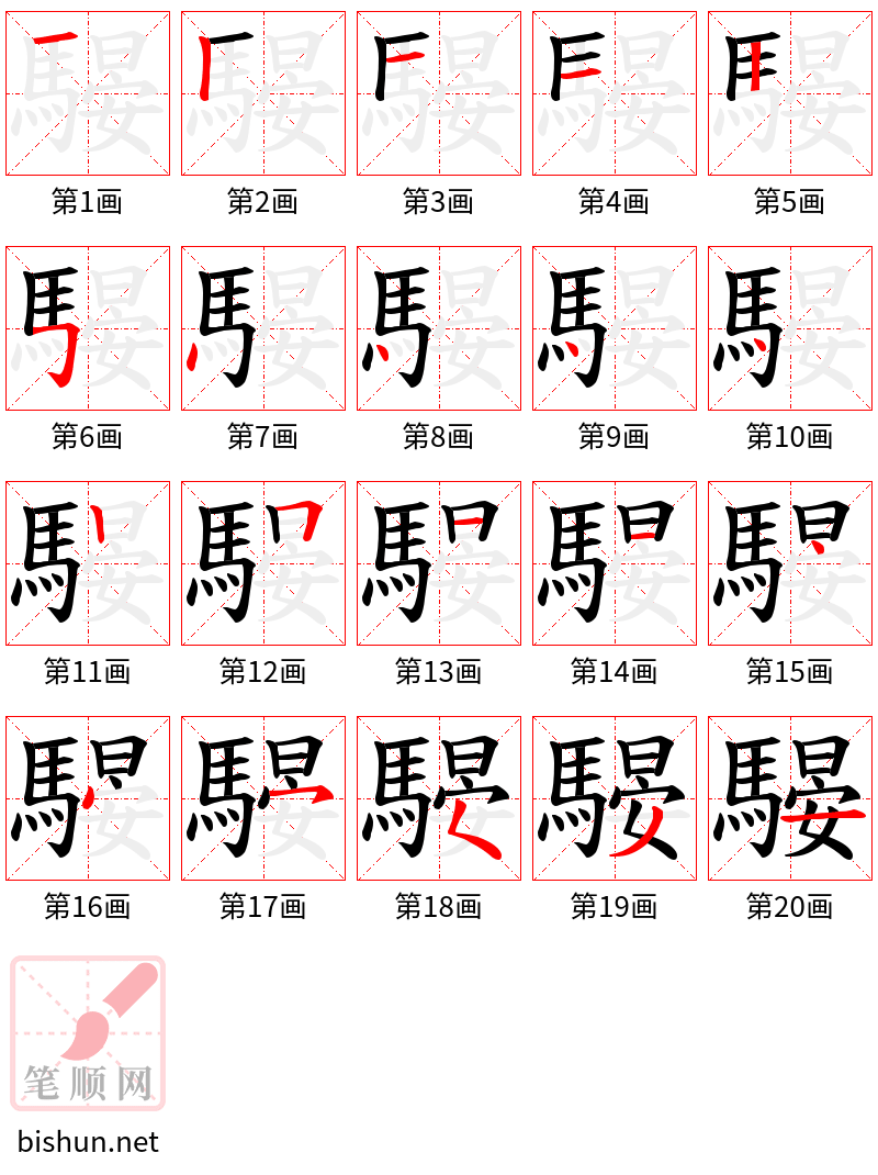 騴 笔顺规范