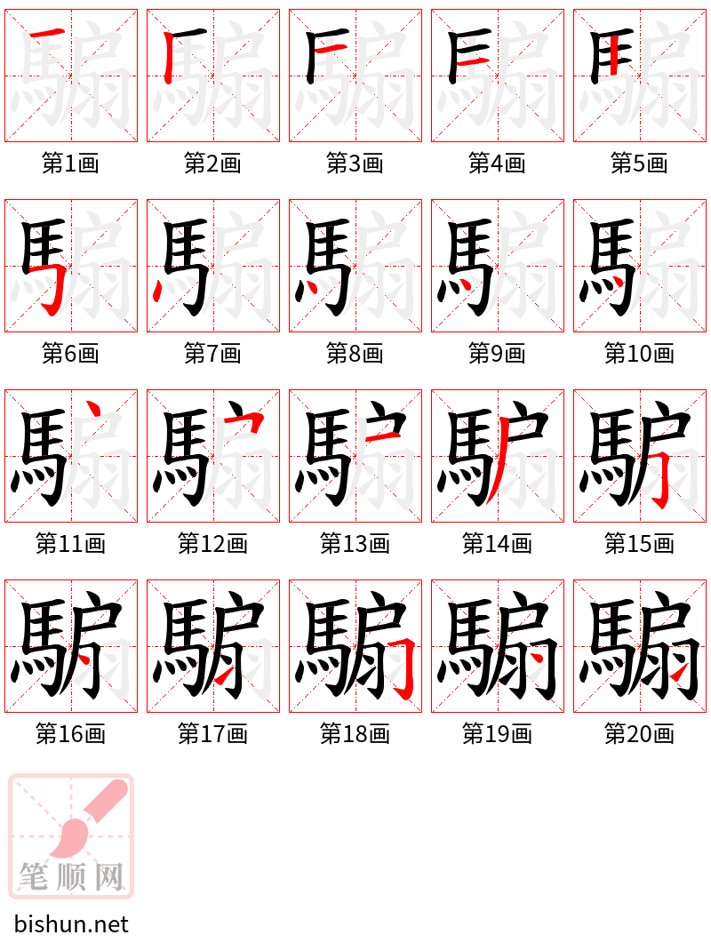 騸 笔顺规范