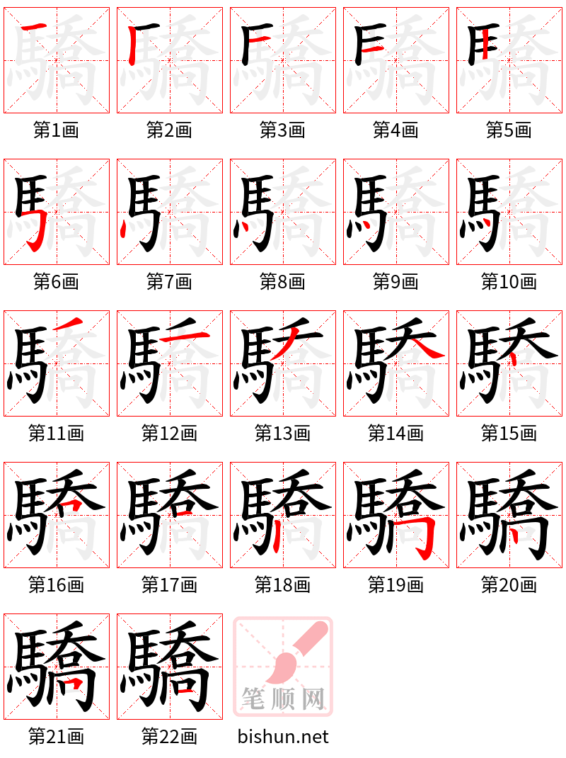 驕 笔顺规范