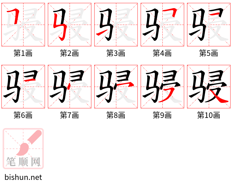 骎 笔顺规范