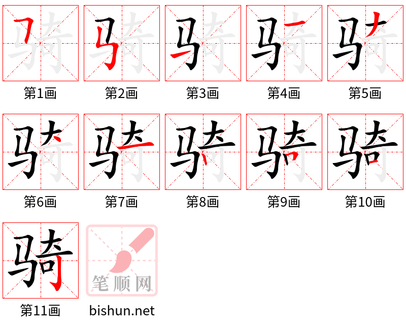 骑 笔顺规范