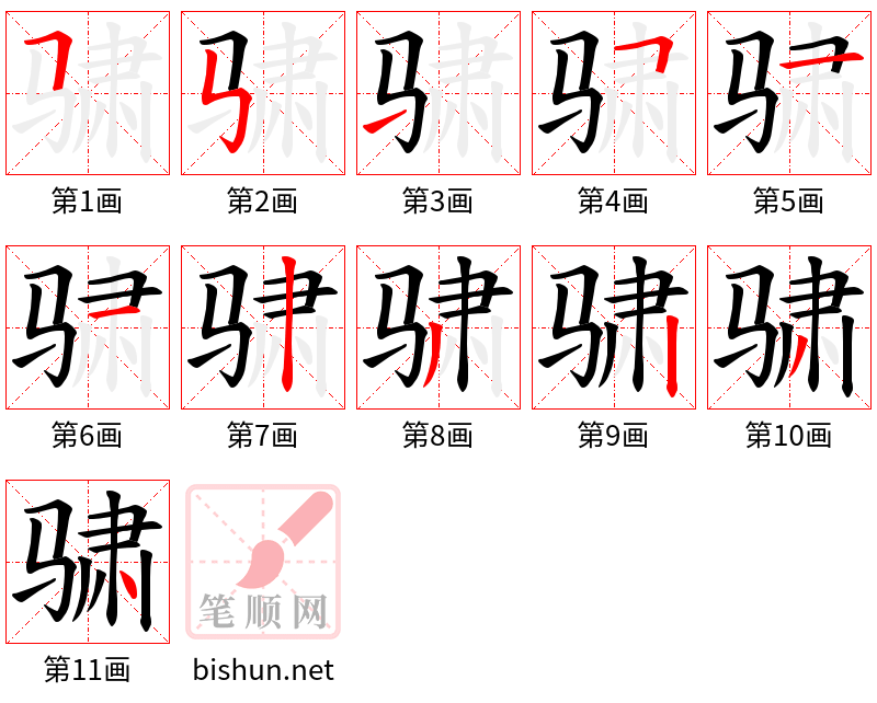 骕 笔顺规范