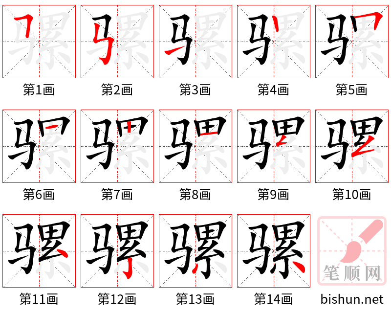 骡 笔顺规范