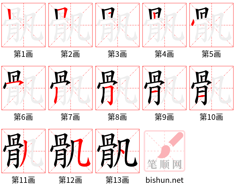 骪 笔顺规范