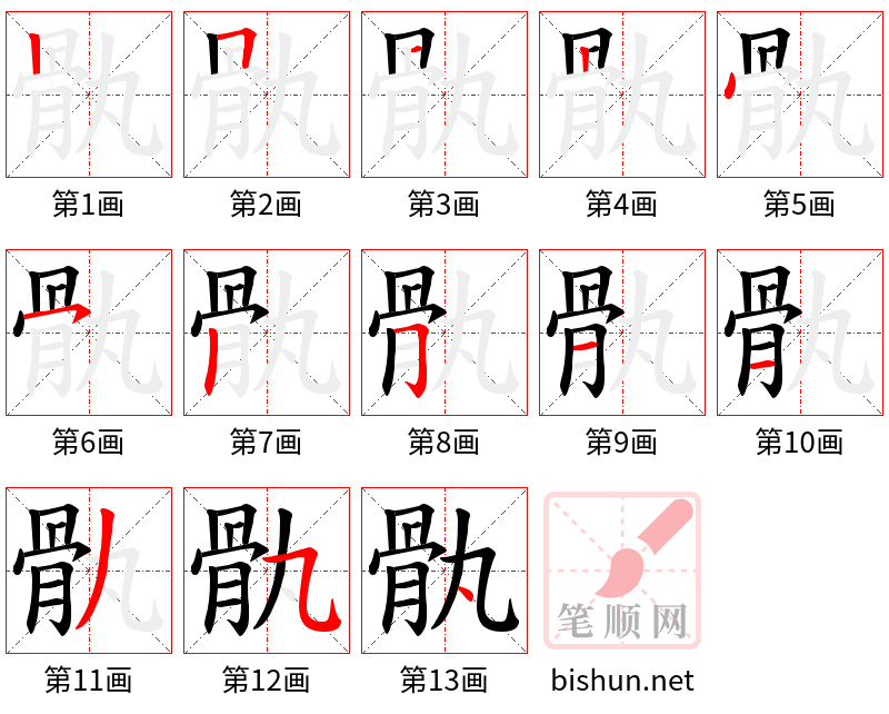 骫 笔顺规范