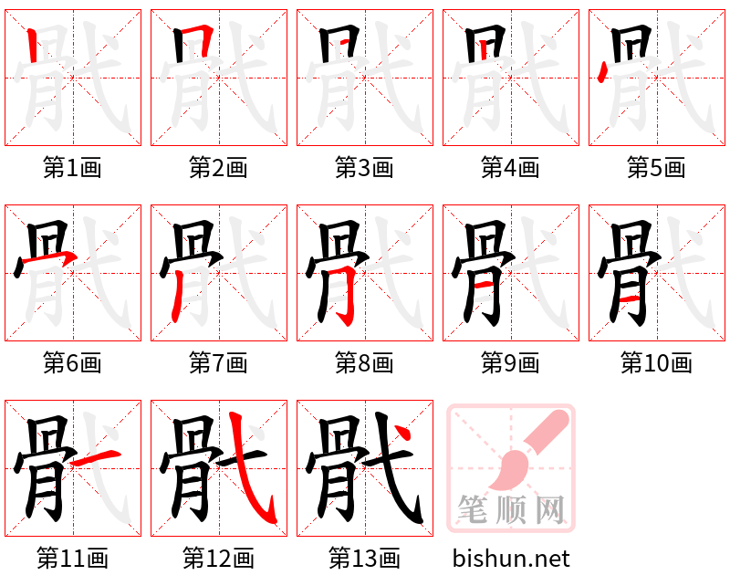 骮 笔顺规范