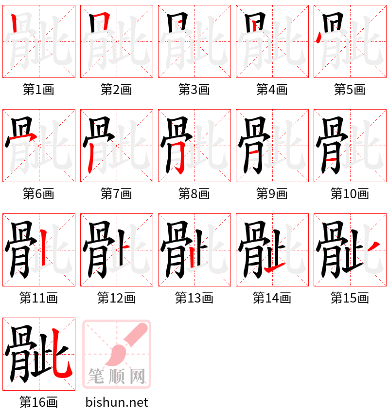 骴 笔顺规范