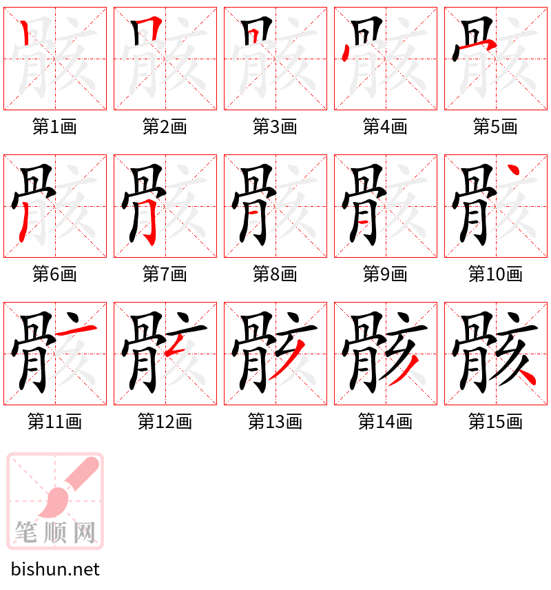 骸 笔顺规范