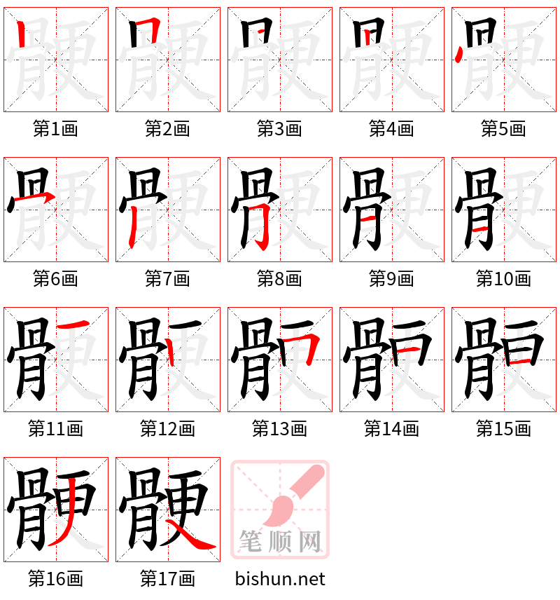 骾 笔顺规范