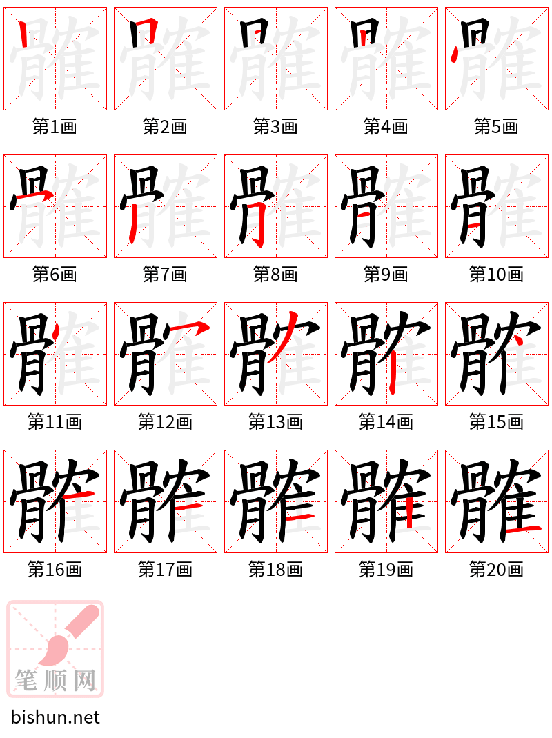 髉 笔顺规范