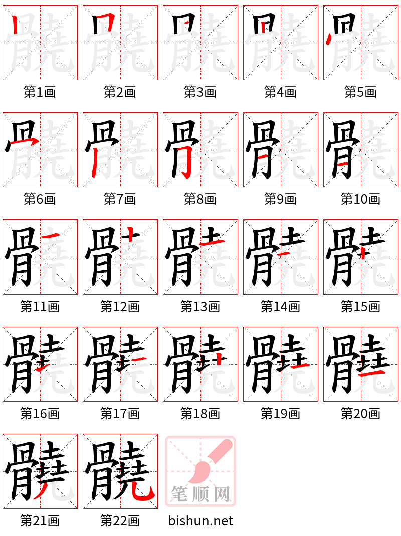 髐 笔顺规范