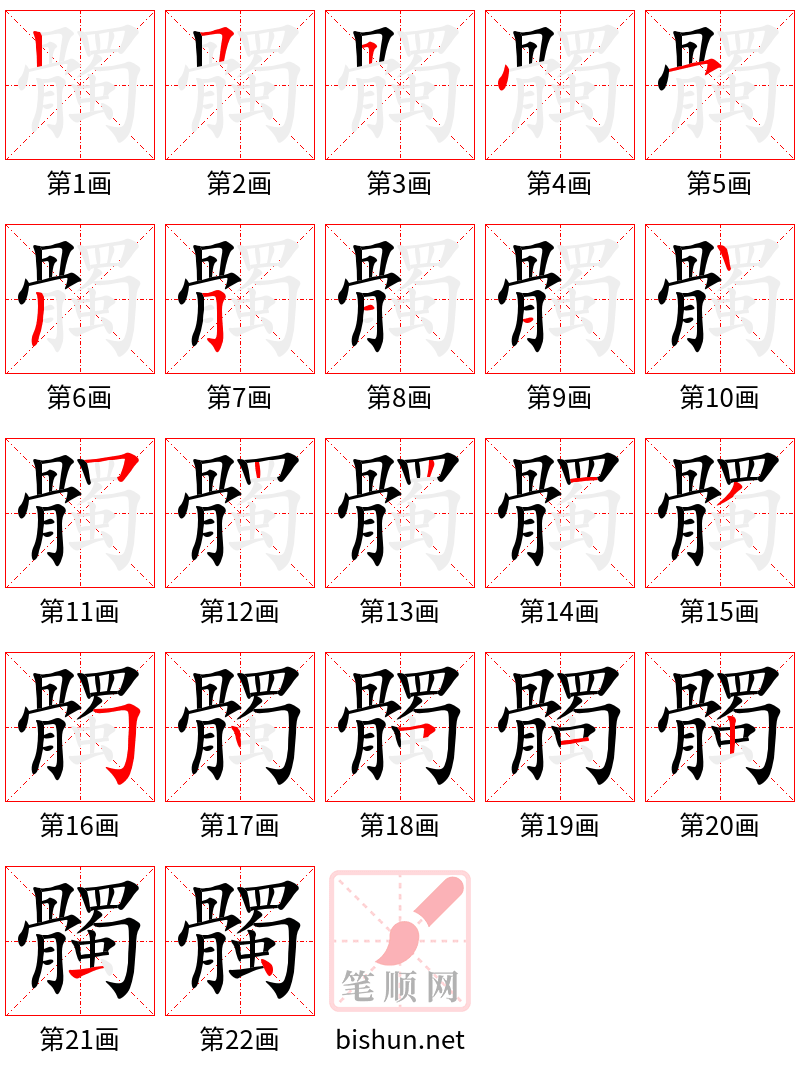 髑 笔顺规范