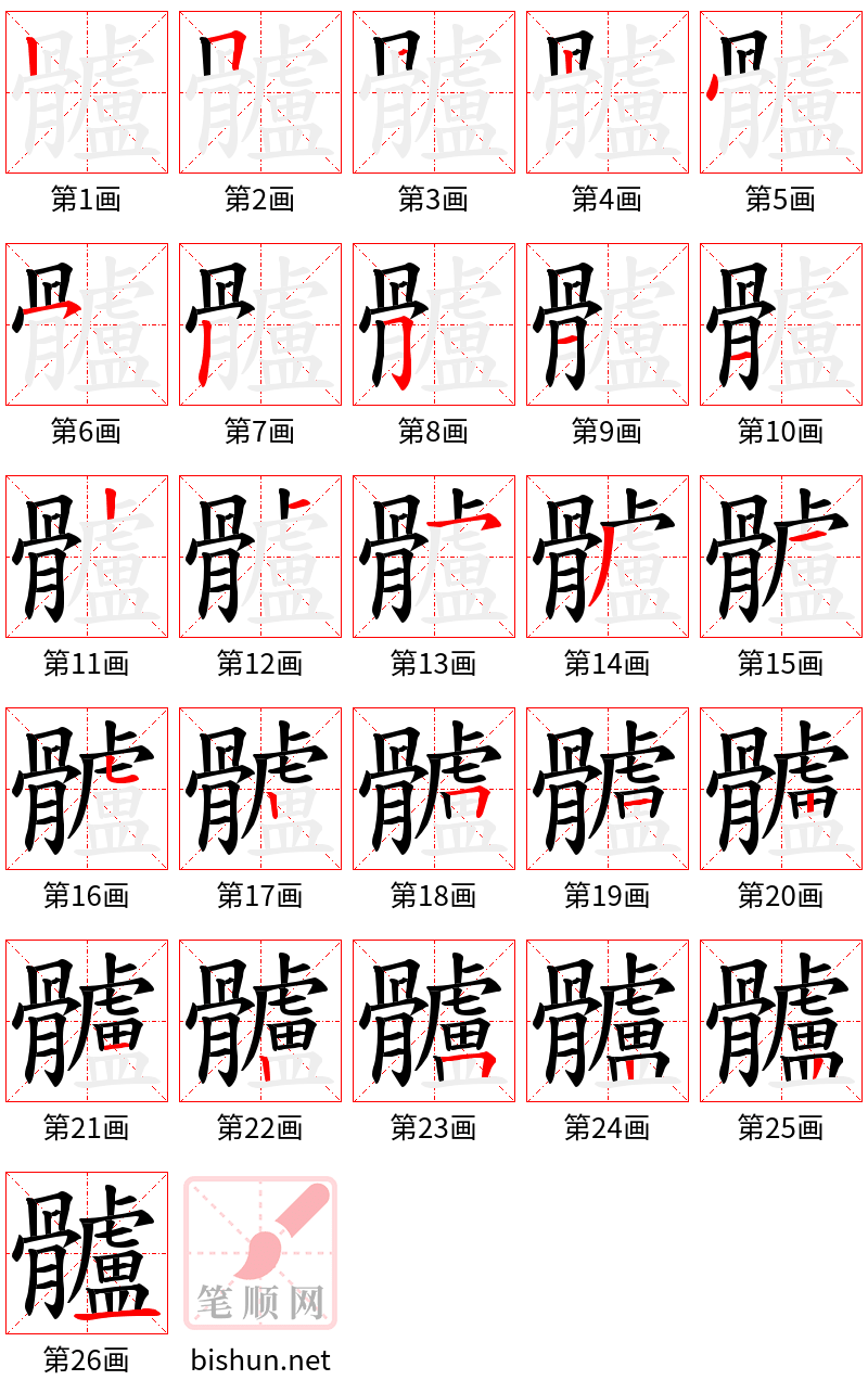 髗 笔顺规范