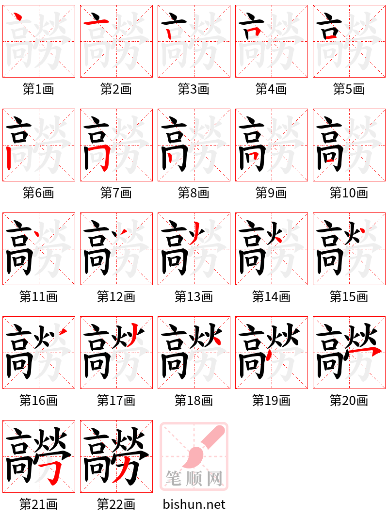 髝 笔顺规范