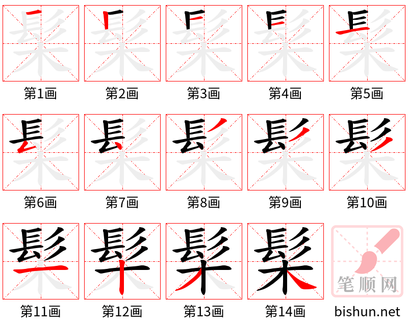 髤 笔顺规范