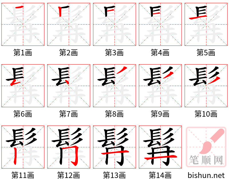 髥 笔顺规范