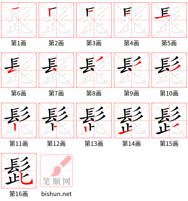 髭 笔顺规范