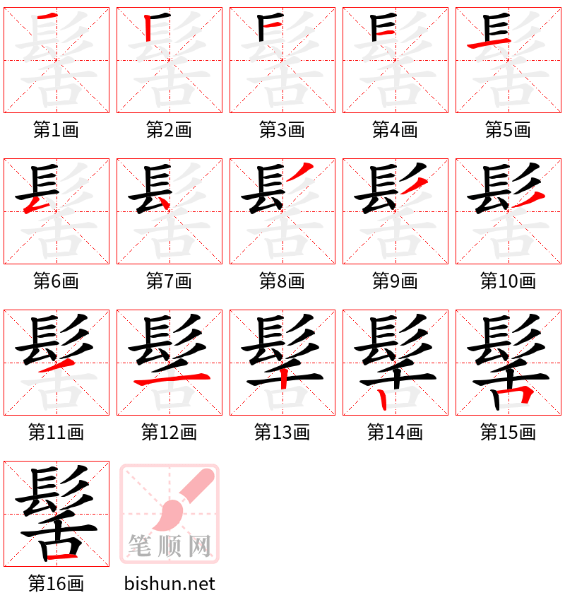 髺 笔顺规范