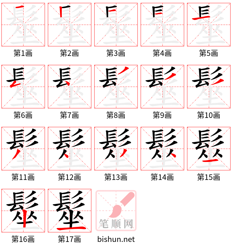 髽 笔顺规范