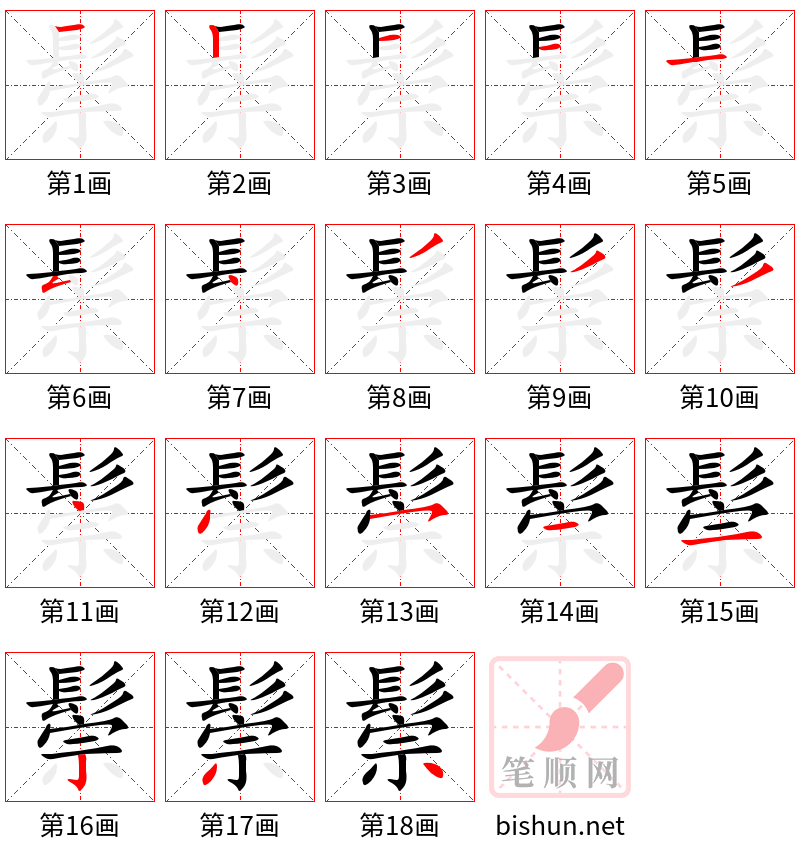 鬃 笔顺规范