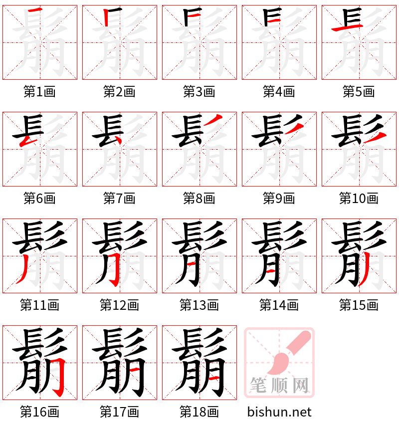 鬅 笔顺规范