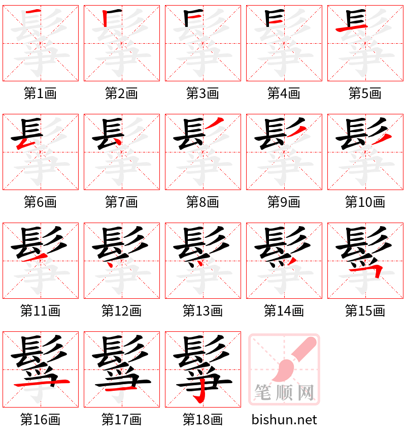 鬇 笔顺规范