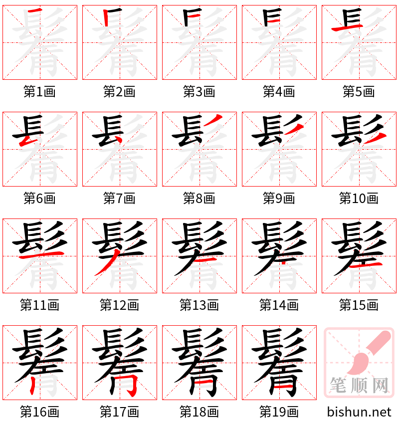 鬌 笔顺规范