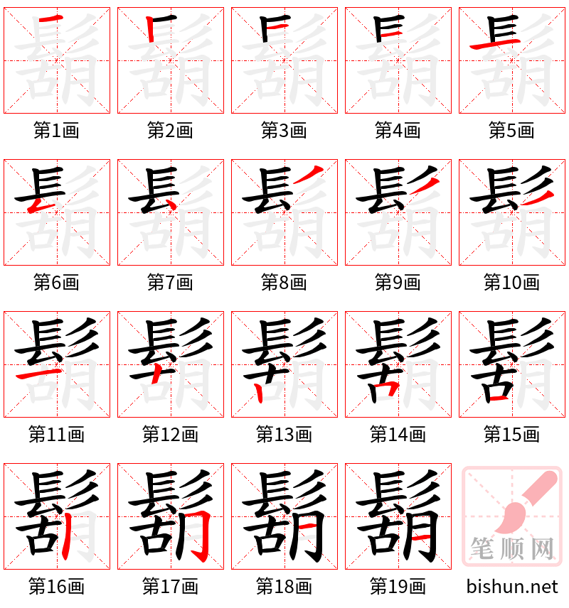 鬍 笔顺规范